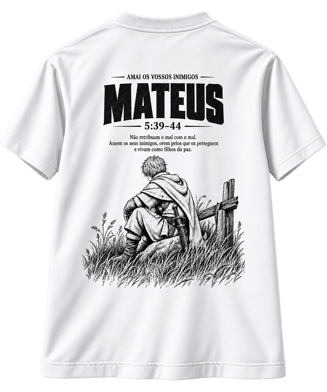 Camiseta Viland Saga | MATEUS 5:39 — Branco